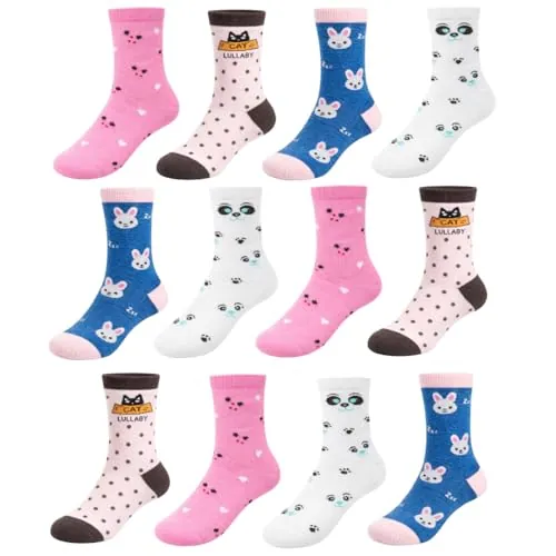 Nakloe - 12 pares - Calcetines niña - Calcetines colores bebe - Algodon y transpirables (FR/ES, Números, 33, 38, Regular, Pack III)