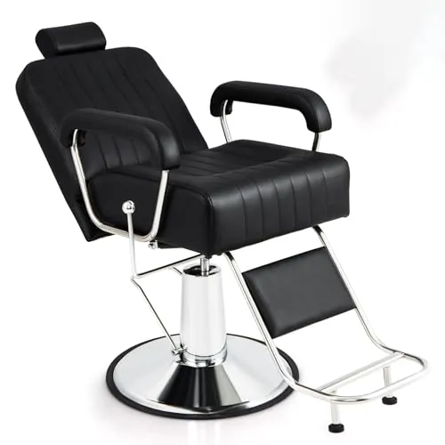 GOPLUS - Sillón de peluquería, diseño moderno giratorio con asiento, reposacabezas, respaldo ajustable, bomba hidráulica, equipo de estilismo para salón SPA & Belleza, carga 150 kg, negro
