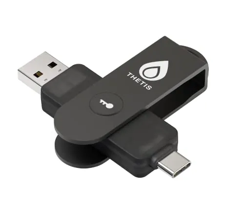 Thetis Pro FIDO2 Llave de Seguridad, Llave de Seguridad NFC de autenticación de Dos factores FIDO 2.0, Puertos USB duales A y Tipo C para protección multifactorial (HOTP) en Windows/MacOS/Linux,Gmail