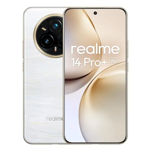 realme 14 Pro+ Smartphone 5G, Blanco,Cámara Sony 3X Periscópica con OIS,Batería 5130mAh,IP69,Pantalla de 120 Hz,18GB(8+10expansión)+256GB (sin Adaptador) Garanzia Standard di 3 Anni