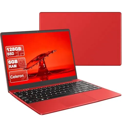 bvate Ordenador portátil 14" 2026 Win 11 N4020 6+128 GB 2.4G+5G -Rojo