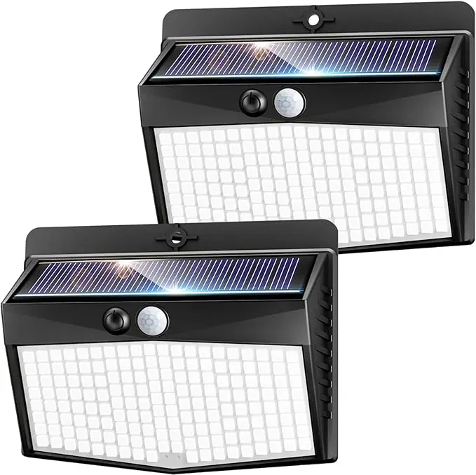 nipify Luz Solar Exterior,3 Modos / 2 Paquete Focos Solares Exterio con Sensor de Movimiento, Impermeable lampara solar exterior para Jardin, Patio, Calle, Patio, Caminos