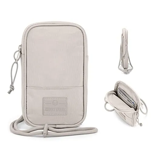 JOHNNY URBAN Bolsa Bandolera Pequeña Hombre y Mujer Beige - Josh - Bolso Porta para Trabajo, Festival y Viaje - Mini Bolso para Movil - Impermeable