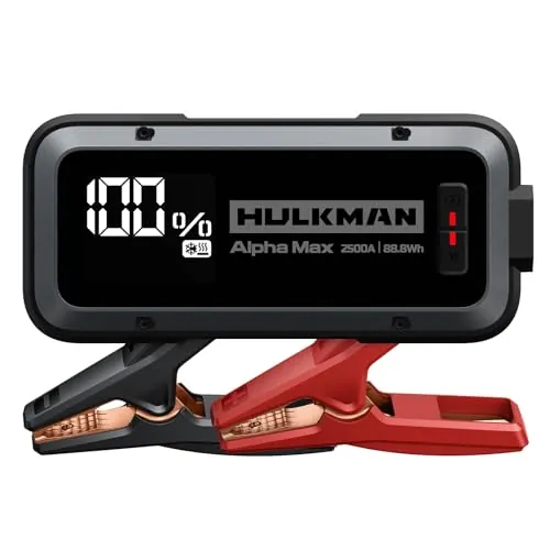 HULKMAN Alpha MAX,2500A 88.8Wh,Gris Espacial Arrancador de Batería de Coche, Caja de Arranque Portátil 12V con Tecnología de Arranque a -40°F, para Motores de Gasolina 9.0L y Diésel 6.5L