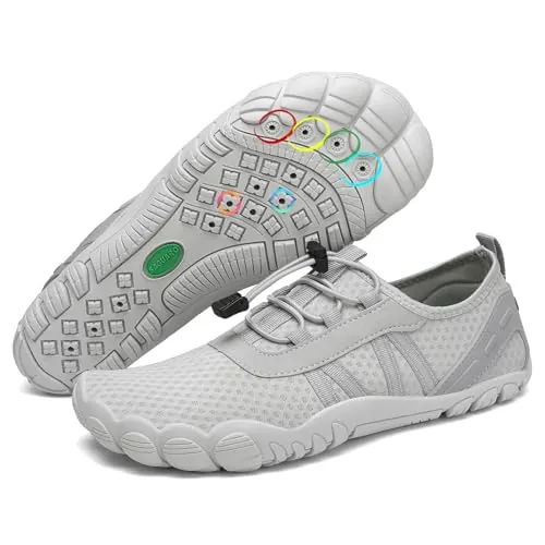 SAGUARO Escarpines Mujer Zapatillas Agua Hombre Secado Rápido Barefoot Zapatos de Agua Antideslizante Escarpines Surf Ligeras Zapatillas Minimalistas para Playa Snorkel Kayak Gris Claro,Gr.38