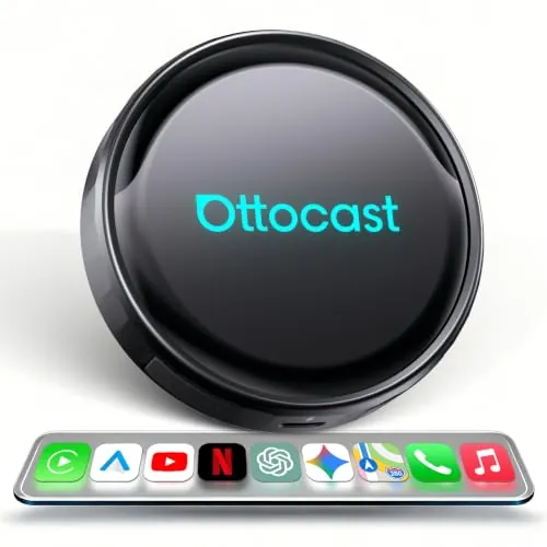 OTTOCAST P3 Pro AI Box, Adaptador CarPlay inalámbrico y Android Auto, 8+128