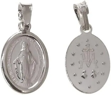 Medalla pequeña Virgen Milagrosa de Plata de ley 925 8mmx10mm para mujer, hombre, niños, una joya unisex