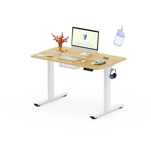 FLEXISPOT 100X60cm Escritorio Elevable Eléctrico con Tablero Entero, Standing Desk, Mesa Elevable Escritorio de Elevable con 4 Opciones de Memoria Inteligente para Oficina y Hogar(Arce)