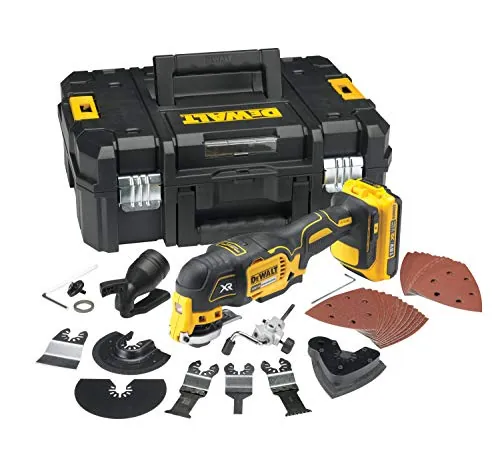 DeWalt DCS355D2-QW - Multi-herramienta oscilante sin escobillas XR 18V con batería Li-Ion 2, 0 Ah y 35 accesorios con maletín