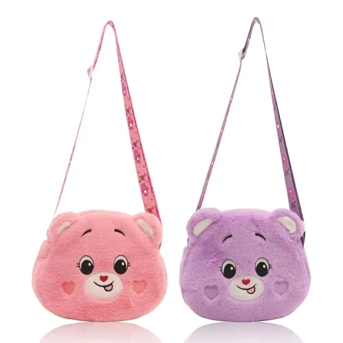 KASESSS 2 Piezas Bolso Niña, Felpa Bolso Bandolera Niña, Bolsos Infantil de la Princesa, Pequeñas Bolsos Niñas Adolescentes, Adorable Bandolera Infantil, Crossbody Bag Regalos para Niñas, 20x16cm
