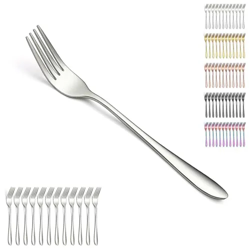 Berglander tenedores de mesa de 12 piezas de 20,5 cm, juego de tenedores de acero inoxidable para el hogar, el restaurante, las comidas diarias, fácil de limpiar y apto para lavavajillas