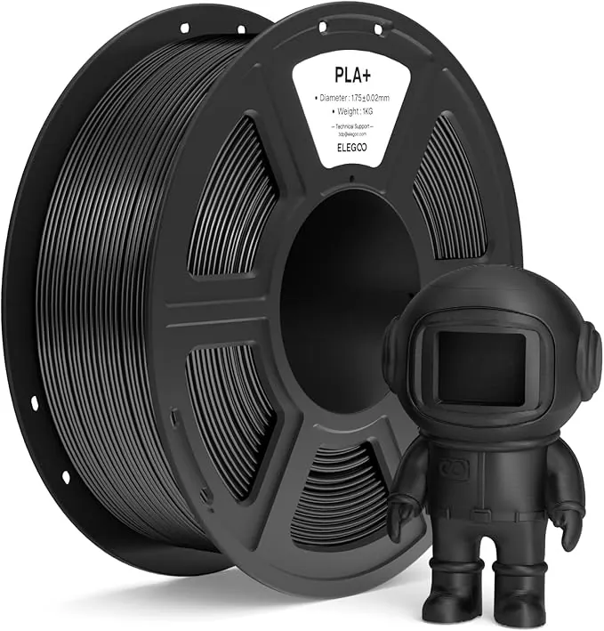 ELEGOO Filamento PLA+ 1.75 1KG Negro, Filamento PLA Plus para Impresora 3D, Precisión Dimensional +/- 0.02mm, Carrete Filamento 3D, para Mayoría Impresoras 3D