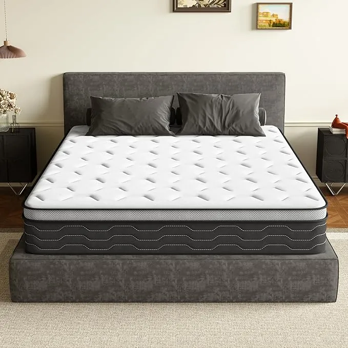 DEWINNER Colchón 150x190 cm - Espuma Viscoelástica de colchones muelles ensacados y viscoelastica, Soporte Lumbar Ergonómico,27 cm Grosor, 7 Zonas