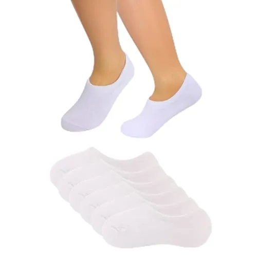 Calcetines invisibles niño/niña, de puro algodón calcetines cortos, medias transpirables suaves, antideslizantes-silicona para cualquier ocasión socks-pinkis-cortos-sport (Algodón, Blanco 25-30)