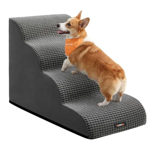 Feandrea Escalera para Perros, Rampa, 4 Escalones, Espuma