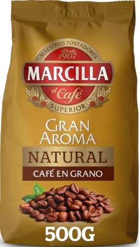 Marcilla Gran Aroma Café en Grano Natural | 500g | Intensidad 8, 100% Natural