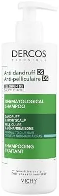 Vichy Champú Anticaspa, Cabellos Grasos, Elimina la Caspa y Reduce los Picores, Cuero Cabelludo Limpio y Sano, Doble Eficacia, Unisex, Dercos Technique