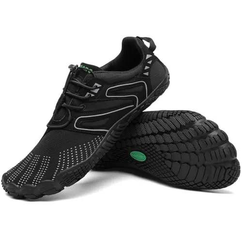 SAGUARO Zapatillas Barefoot Hombre Zapatillas Minimalistas Mujer Five Fingers Zapatos Minimalistas, Vitality IV - Zapatos Barefoot Negro Noche,Gr.42