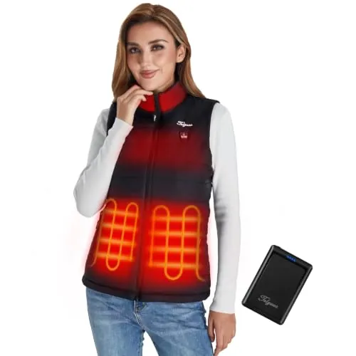 Chaleco Calefactable Mujer Batería Externa 10000mAh Chaleco Térmico | 3 Niveles de Temperatura Ajustable 4 zonas de Calentamiento Ligero y cálido Lavable a máquina
