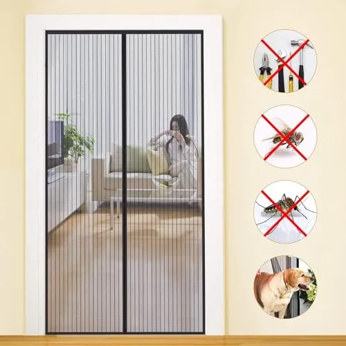 MYCARBON Mosquitera Puerta Magnetica 75x200cm Cristal y Cortina Antimosca
