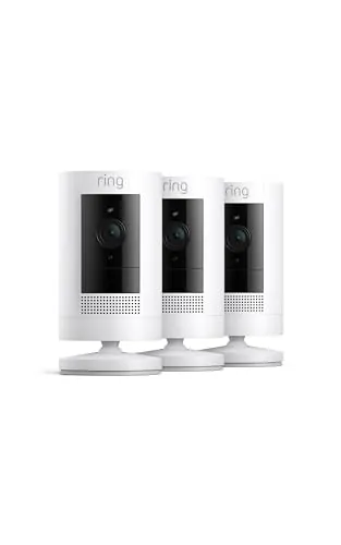 Ring Cámara exterior con batería (Stick Up Cam) | Cámara de vigilancia wifi HD para tu domicilio con comunicación bidireccional, instalación fácil | 30 días gratis de Ring Home | 3 Cámaras