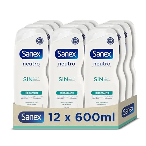Sanex Neutro Sin Hidratante, Gel de Ducha, Pack 12x600ml