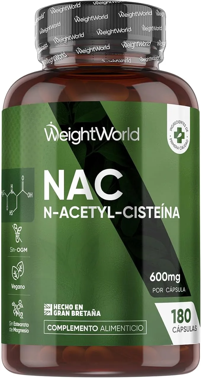 NAC N-Acetil-Cisteína 600mg, 180 Cápsulas, 1 Cápsula Cada 2 Días - Apto para Veganos, Sin OGM, Lactosa, Alérgenos ni Gluten, Estándares GMP