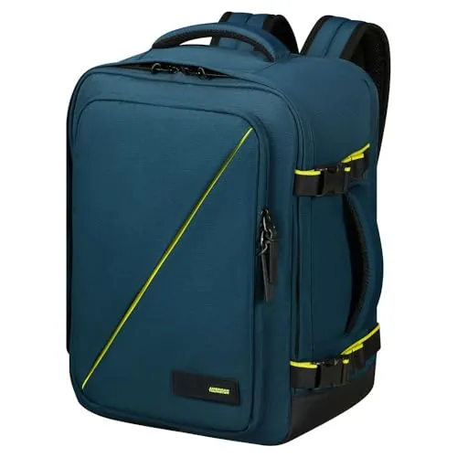 American Tourister Take2Cabin - Wizz Air/Vueling Bolsa de Cabina 30 x 20 x 40 cm, 26,5 l, 0,60 kg, Equipaje de Mano, Mochila de Avión S/M Bajo Asiento, Blau (Harbor Blue)