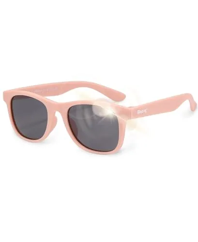 Maesy Gafas de Sol Niños 3-6 Años - Lentes Polarizadas UV400 Categoría 3 - Montura Flexible - Diseño Cuadrado, Seguras y Cómodas - Lino, Rosa Claro