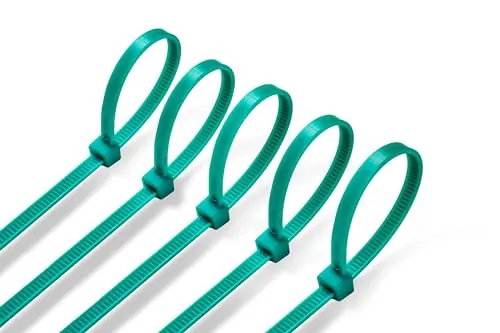 ERKO Bridas plastico Verde 100 piezas profesionales 200 x 3,6 mm, soporte para el recorrido del cable, soporte para bridas de cables, resistencia química, jardinería