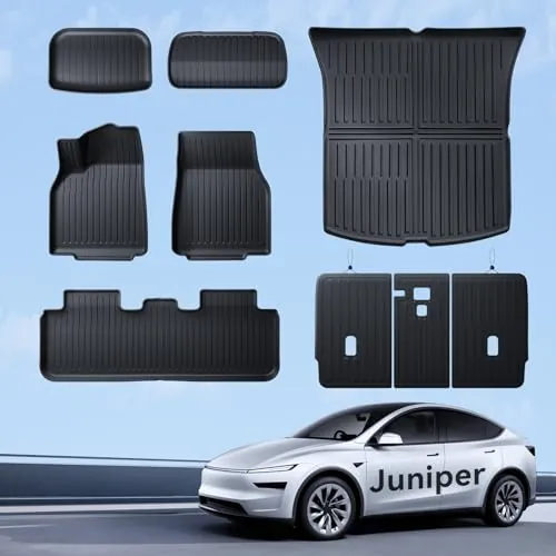 LANTU Alfombrillas 9 Pcs para Tesla Model Y 2025-2026 Premium/Performance TPE para Todo Tipo de Clima, Borde Alto 3D, Antideslizante, Impermeable, Alfombrilla Segunda Fila de Asientos, Funda Trasera