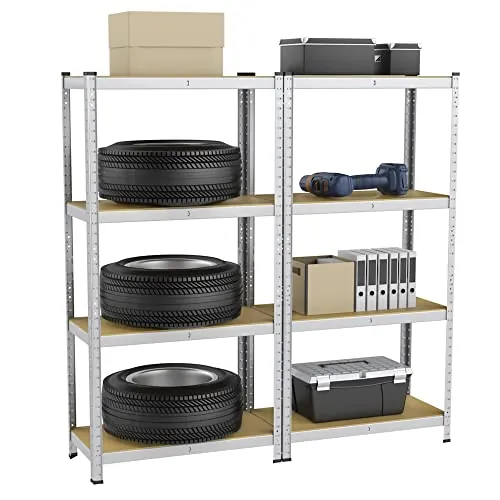 Yaheetech 2pcs Estanterías Metálicas de Almacenaje 160x80x40cm Plata