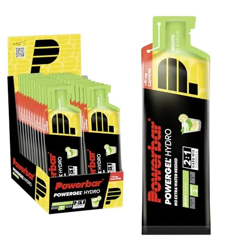Powerbar - PowerGel Hydro - Mojito - 24x67ml - Gel energético alto en carbohidratos - Sodio - 51mg de cafeína