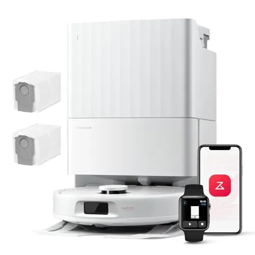 roborock Robot Aspirador QV 35A Set, 8000Pa de succión, Dos mopas giratorias elevables, cepillos antienredos, tecnología reactiva para Evitar obstáculos, navegación y mapeo,Blanco