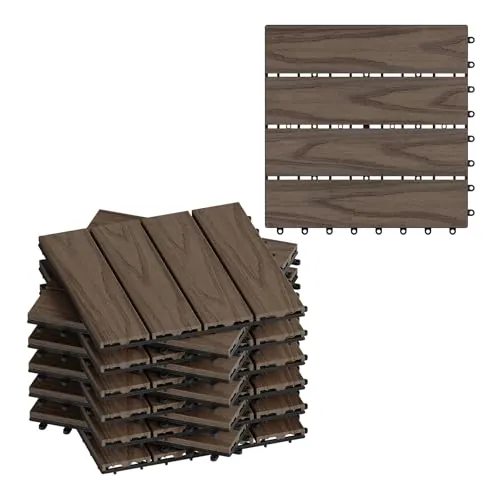 WOLTU 11 x Suelo de WPC Baldosas de Madera Exterior, Antracita