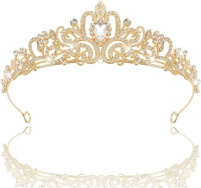 Tiara de Novia de Corona, Corona Princesa, Coronas de Princesas, Corona Reina, Tiara de Boda Utilizada en Concursos de Belleza, Bodas, Fiestas, Tocados