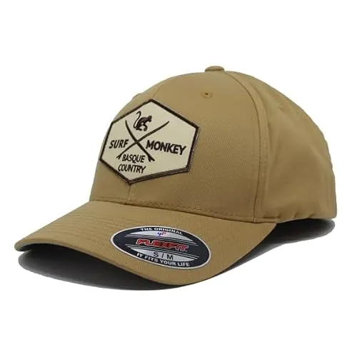 Surf Monkey Gorra de Béisbol para Hombre- Stretch Cap - Ajuste Elástico | Tallas S/M - L/XL (FR/ES, Letras, S, M, Mostaza)