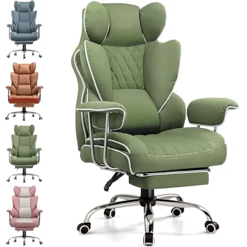 GTPLAYER Silla Gaming, Ergonómica Silla de Oficina con Soporte Lumbar con Muelles Ensacados, Asiento Ancho con Reposabrazos Suave y Reposapiés, Ajustable en Altura, Tejido Tecnológico Verde