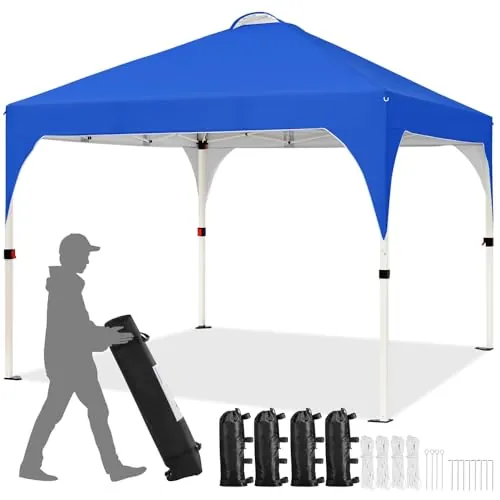 Yaheetech Carpa Plegable 3x3m, Cenador Exterior Impermeable y Antiviento para 8-10 Personas, Carpa Jardín con Ventilación y Bolsa de Transporte, Color Azul