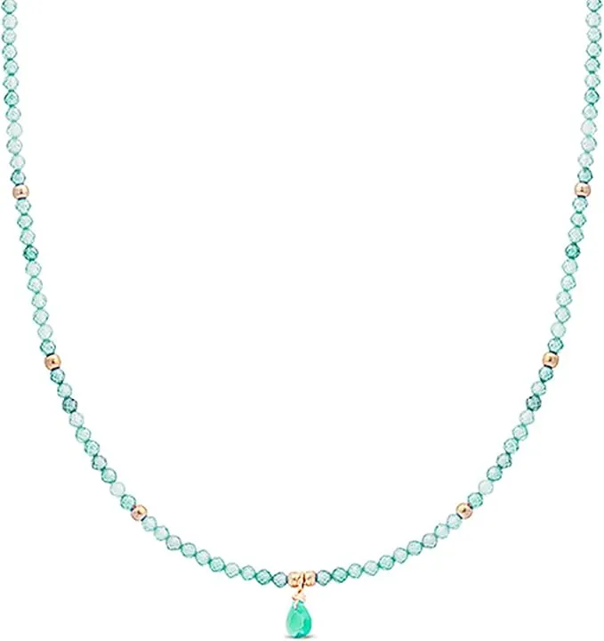 LUXENTER Collar con Amazonita acabado en Oro 18K. Color Verde. Joyas para Mujer - Modelo Athat