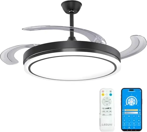 Citymart Ventilador de Techo 66w 30W Motor DC+36W Luz con aspas plegables