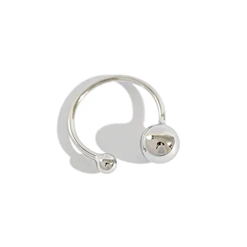 Anillo abierto de doble bola de plata de ley 925, banda ajustable minimalista, talla O-S, joyería de compromiso para mujeres y niñas