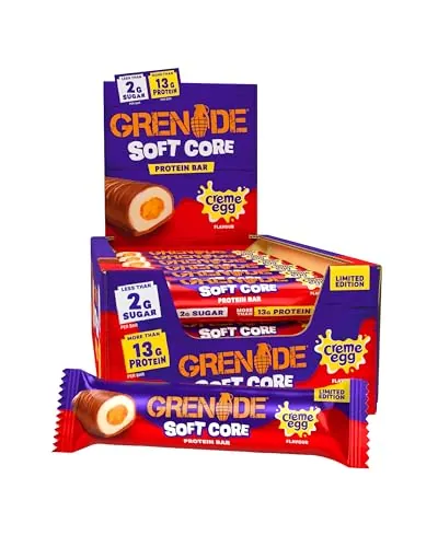 Grenade Barra de Proteína Sabor Creme Egg Soft Con Centro Blando, 18 x 45 g
