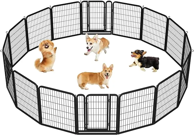 Yaheetech 16 Vallas para Perros Parque para Perros de Metal con Puerta 80 cm Jaula de Mascota Animales