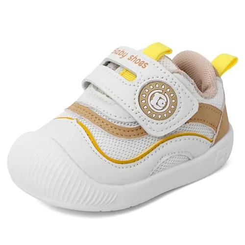 MASOCIO Zapatos Bebe Niño Niña Primeros Pasos Bebé Zapatillas Respetuoso Deportivas Calzado Respetuosas 12-18 Meses Antideslizante Talla 20 Blanco
