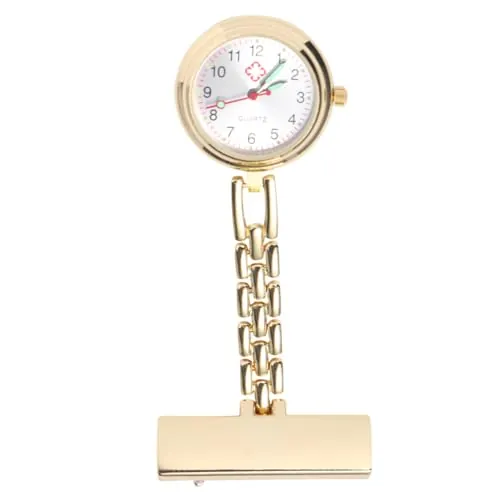 Holibanna Reloj De Bolsillo De Enfermera Diseño De Pin De Seguridad Reloj Luminoso De Aleación De Zinc Colgante para Doctor Color Rosa Dorado para Uso Diario