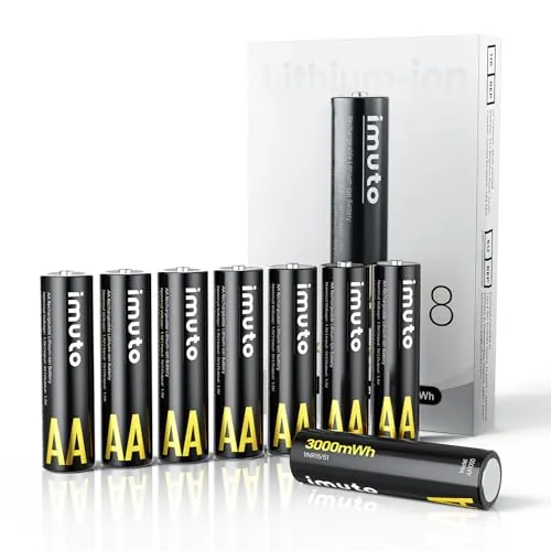 imuto 3000-IMU8AA - Pilas Recargables de Litio (8 Unidades, 1,5 V)