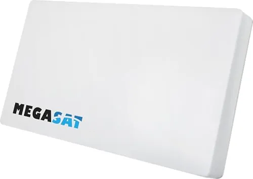 Megasat Antena Plana D2 Profi-Line – Antena Plana satelital (2 usuarios, LNB Intercambiable, instalación en Pared, Soporte para mástil/balcón o Ventana) – Blanco
