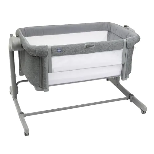 Chicco Next2Me Magic EVO Cuna Bebé Lado de la Cama, con Modo Mecedora, Inclinable, Barandilla Abatible, Altura Ajustable, 4 Ruedas, Colchón y Bolsa de Viaje Incluidos, Gris Oscuro