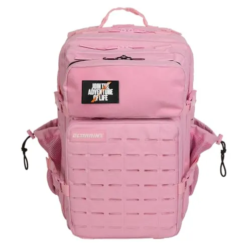 ELITRAINX V2 45L Mochila Táctica Repelente al Agua con Compartimento Zapatillas y Portatil, Cabina Avión Viajes, Cremallera Impermeable Oxford 1000D por ELITEX TRAINING (Rosa Cream)